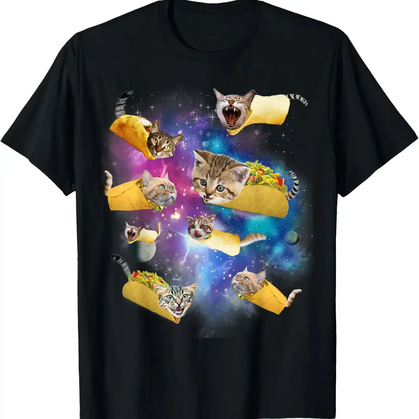 100% Cotton Burrito Pizza and Taco Cat in Space - Tacocat Tee Gift Idea T-Shirt Menswear Top Garment Tshirt Streetwear Tropical-It Is The Best Gift To Give To A Friend.