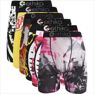 Men's Printed Boxer Briefs Et Boxer Trunks (3/6 Pcs) Extended Length + 3D Pouch = No More Chafing! Breathable, Sexy Prints, Plus Size L-XXXL | Daily/Active Wear