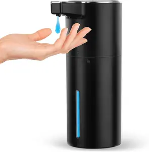Automatic Soap Dispenser Liquid Touchless 13.52oz 400ml Wall USB Rechargeable 4-Level Adjustable Modern Electric Hand Soap Dispenser for Kitchen Bathroom Kids Family Black