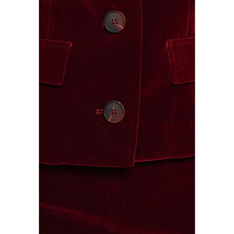 Lainey Velvet Cropped Jacket - Burgundy