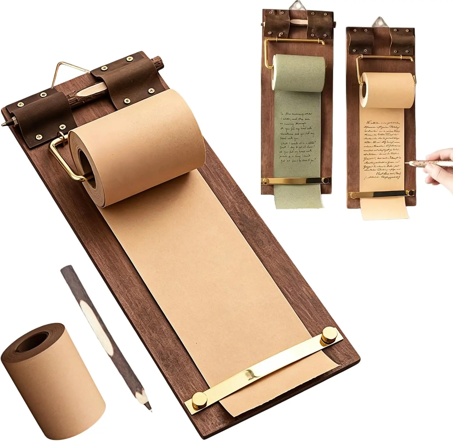 Vintage Hanging Clipboard Memo Board with Cowhide Kraft Paper Roll