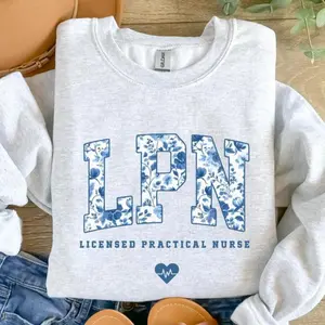 Licensed Practical Nurse T-Shirt / Sweatshirt, Blue Toile LPN Shirt, LPN Nurse T-Shirt, LPN Graduation, Cotton Fabric