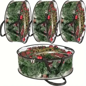 2/4 pieces of 24-30 inch transparent garland storage bag-heavy PVC flower environmental protection sheath with handle, suitable for storage, arrangement and protection of seasonal Christmas garlands, ideal for winter Christmas party gift supply and arrang