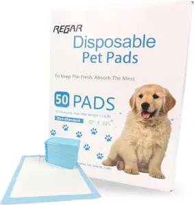 ReGar Puppy Training Pads 22x22 Inch 50 Count Super Absorbent Leak-Proof Backing Eco-Friendly Disposable Potty Pads for Puppies & Dogs