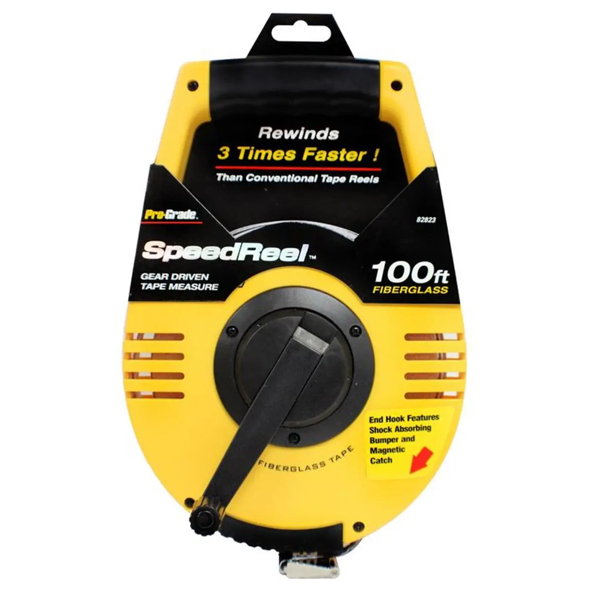 212 MAIN Pro-Grade SpeedReel Fiberglass Tape Measure, 100ftx0.5in Hand Measuring Tool for Tools & Hardware Applications