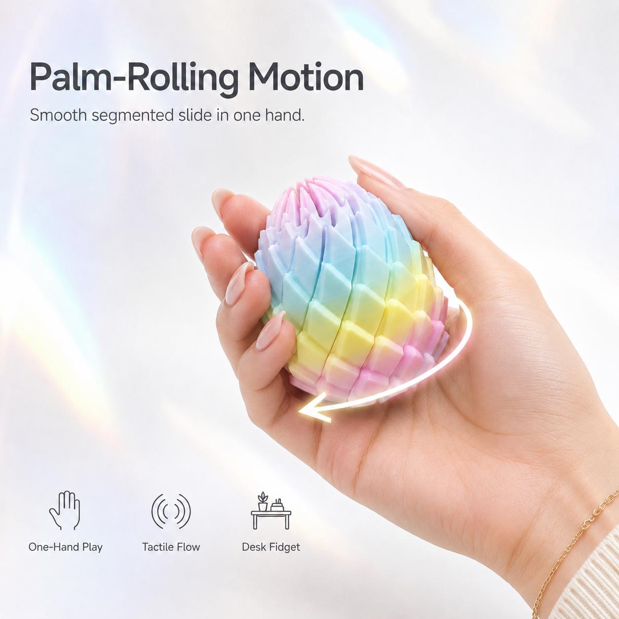 3D Printed Dragon Egg Fidget Toy — Satisfying Tactile & ASMR Sensory Toy for Stress, Anxiety & Focus | Transforming Self-Regulation Desk Fidget for Kids, Teens & Adults | Non-Toxic PLA, BPA-Free, Ages 3+ | 3 in (7.5 cm), 1.6 oz (45 g), Kids Toys, Gifts