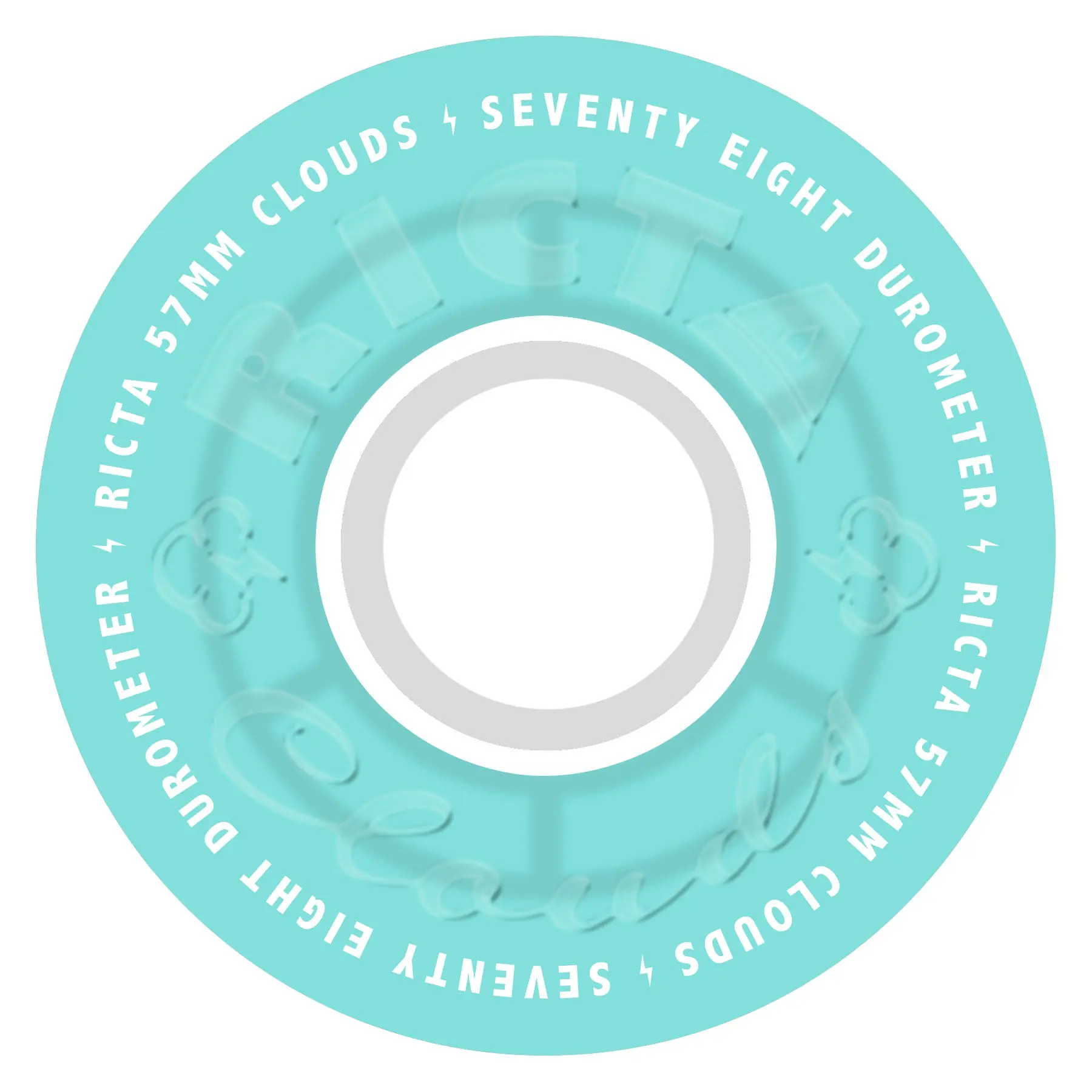Ricta Skateboard Wheels, 57mm (52-60mm Range) Transparent Aqua/White, 78a Urethane with Debossed and Pad Printed Lettering, for Cruising, Skating, Rubber Wheel Skateboard Parts, Translucent, Skateboarding