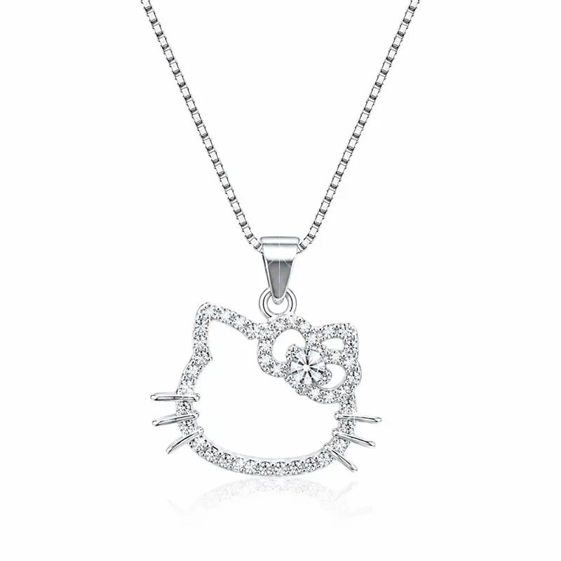 Cute Silver Cat Pendant Necklace