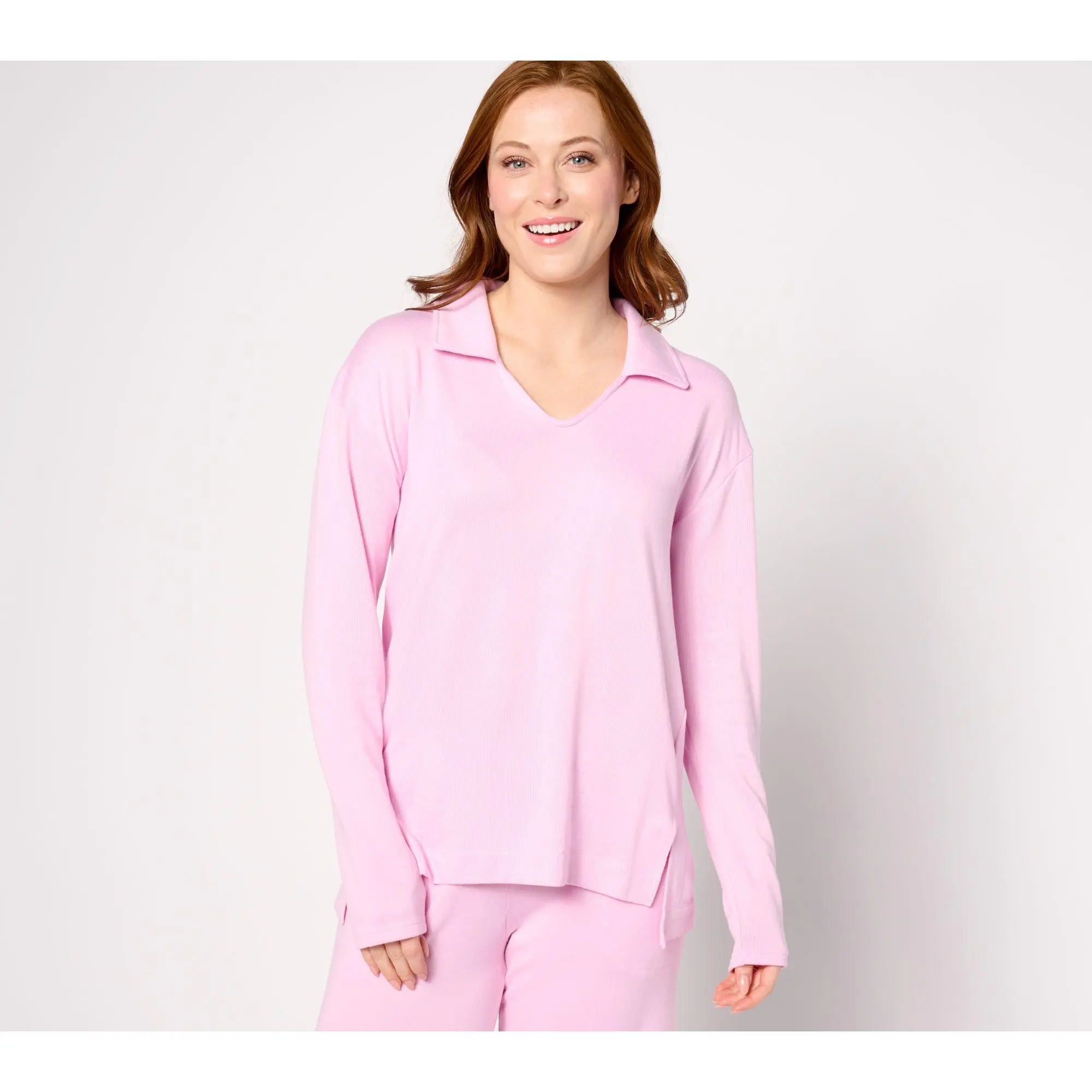 Cuddl Duds Collared V-Neck Long Sleeve Tunic