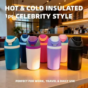 1pc 12oz Premium Double Wall Vacuum Stainless Steel Insulated Tumbler for Women, Summer Portable Travel Mug with Handle, 12H Heat & 24H Cold Retention, Reusable Coffee Cup for School Office Home Daily Use, Insulated Cups, Brand Equivalent