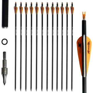 31inch Carbon Arrow Archery Targeting Practice Hunting Arrows for Compound & Recurve Bow with Removable Tips(Pack of 12)
