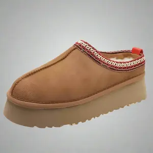 Teddy Platforms- light brown Suede Slippers with Plush Lining & Platform Sole for Ultimate Comfort and Style