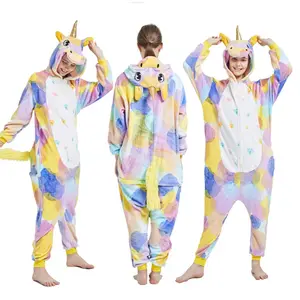 Animal Onesies Winter Flannel Family Matching Pajamas for Kids and Adult Unicorn Sleepwear Pyjamas Boys Girls Homewear Jumpsuit