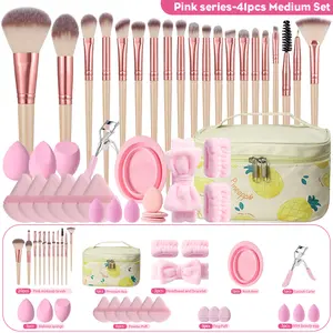 41 Piece Makeup Tool Set, Powder Brush Blush Foundation Eyeshadow Sponge Lash Curler Cosmetic Bag, Daily Face Use, Makeup Tool Kit