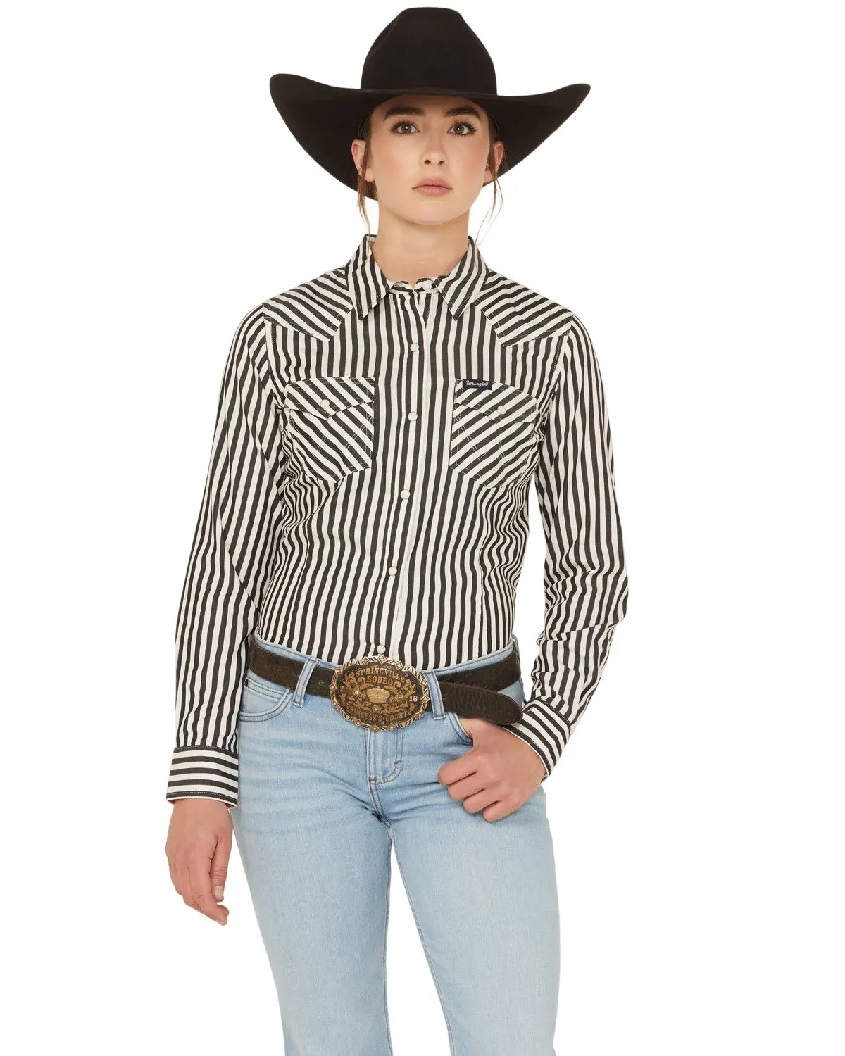 Wrangler Women's Retro Women'S Striped Long Sleeve Snap Western Shirt - 112367184