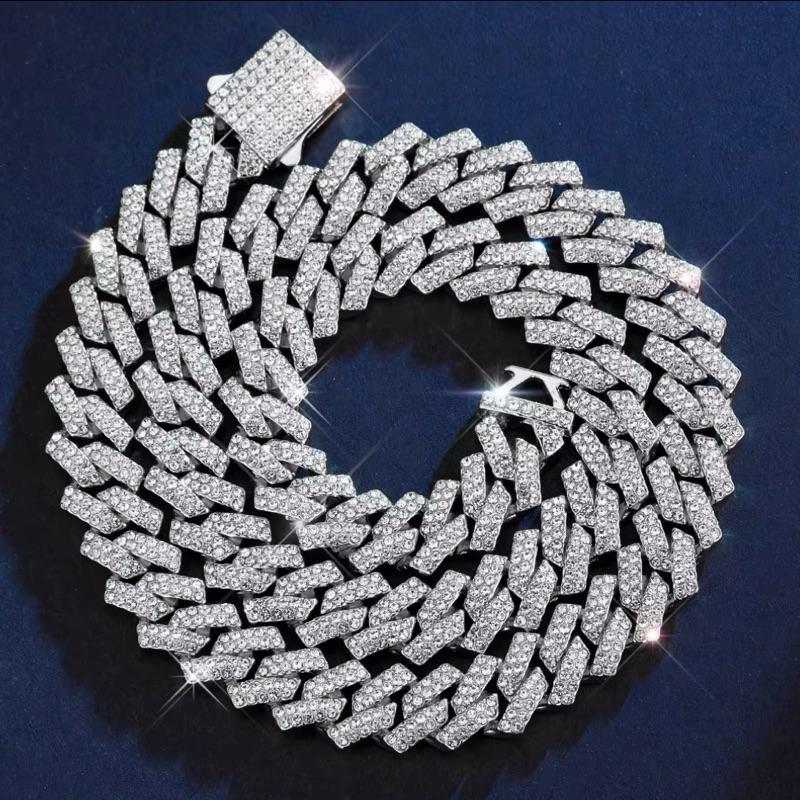 Cuban Link Chain for Men Women Diamond Necklaces Iced Out Chain Hip Hop Necklace Thick Silvery Chain