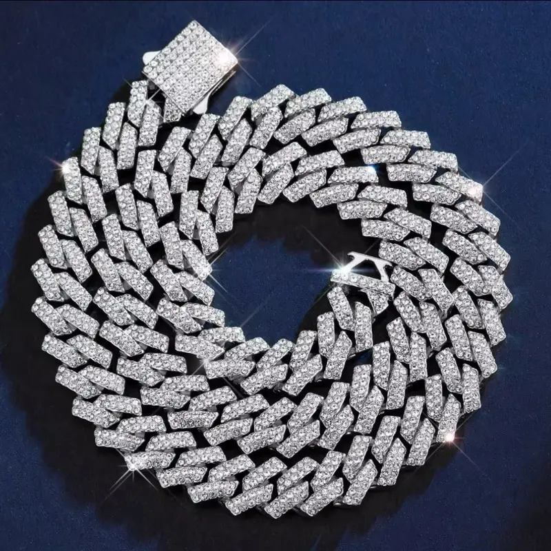 Cuban Link Chain for Men Women Diamond Necklaces Iced Out Chain Hip Hop Necklace Thick Silvery Chain