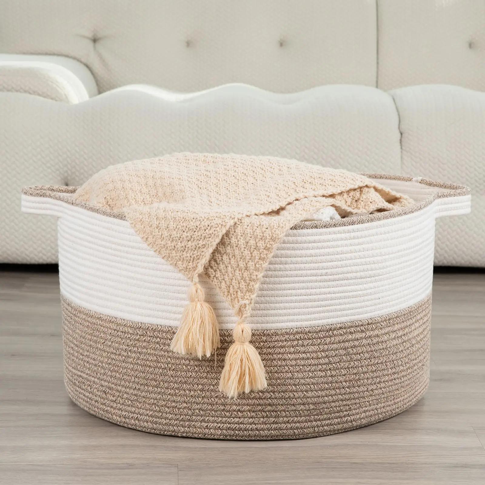 OIAHOMY Extra Large Storage Basket, 23" x 13" Woven Blanket Storage