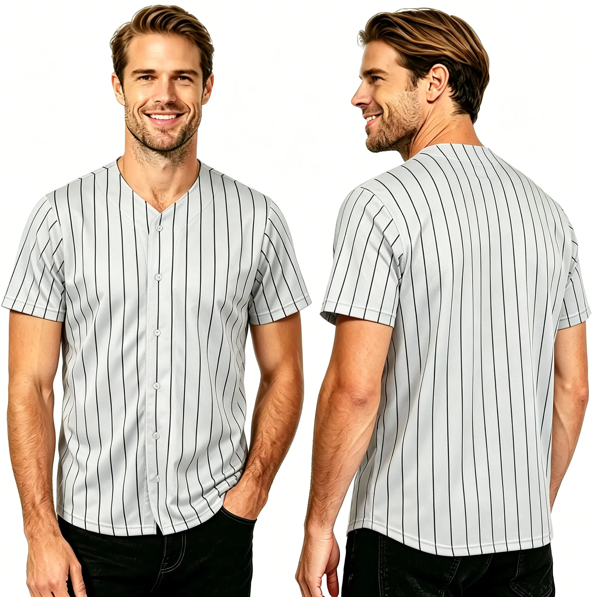 Plain Baseball Jersey Shirt for Men Women, Button Down Athletic Team Uniform Top, Solid Color Casual Sportswear, Lightweight Breathable Short Sleeve Baseball TeeXS-5XL