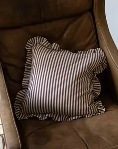 BROWN & CREAM PINSTRIPE THROW PILLOW