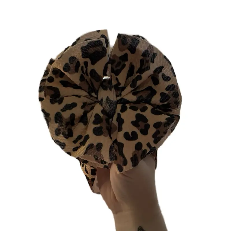 Leopard Print Shredded Head Wrap with Super Cute Handmade Bow for Everyday Wear or Special Occasions