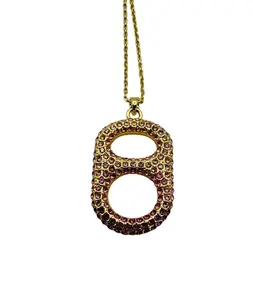 Pink Cherry Ombre Signature Pop Tab Floating Pendant Necklace by Tabulous Brass with 18 karat Gold