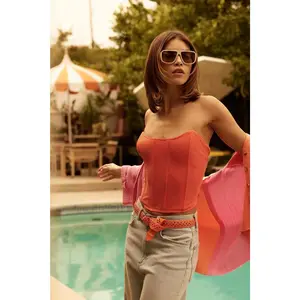 Form Factor Strapless Rib-Knit Corset Top