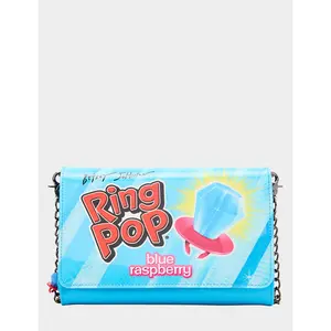 Betsey Johnson RING POP® PATENT WALLET ON CHAIN BLUE