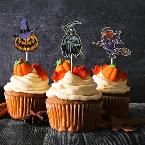 Halloween Cake Decoration Set, Tombstone Bat Pumpkin Witch Hat Party Supplies, Perfect for Holiday Cakes Cupcakes Cookies, No Plug Needed