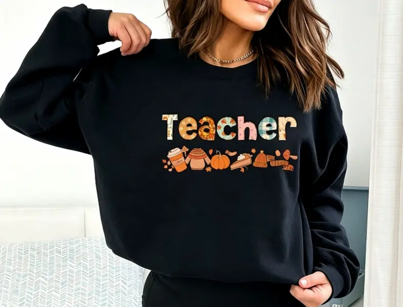 Teacher Halloween Sweatshirt, Autumn Teach Sweatshirt, Teacher Pumpkin Sweatshirt, Halloween Gift For Teacher, Fall Teacher Sweatshirt