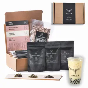 Locca Boba Tea Kit | Vivante | Premium Bubble Tea | Up to 24 Drinks | Unique Gift Set Beverage with Organic Tea Peach Oolong Black and Jasmine