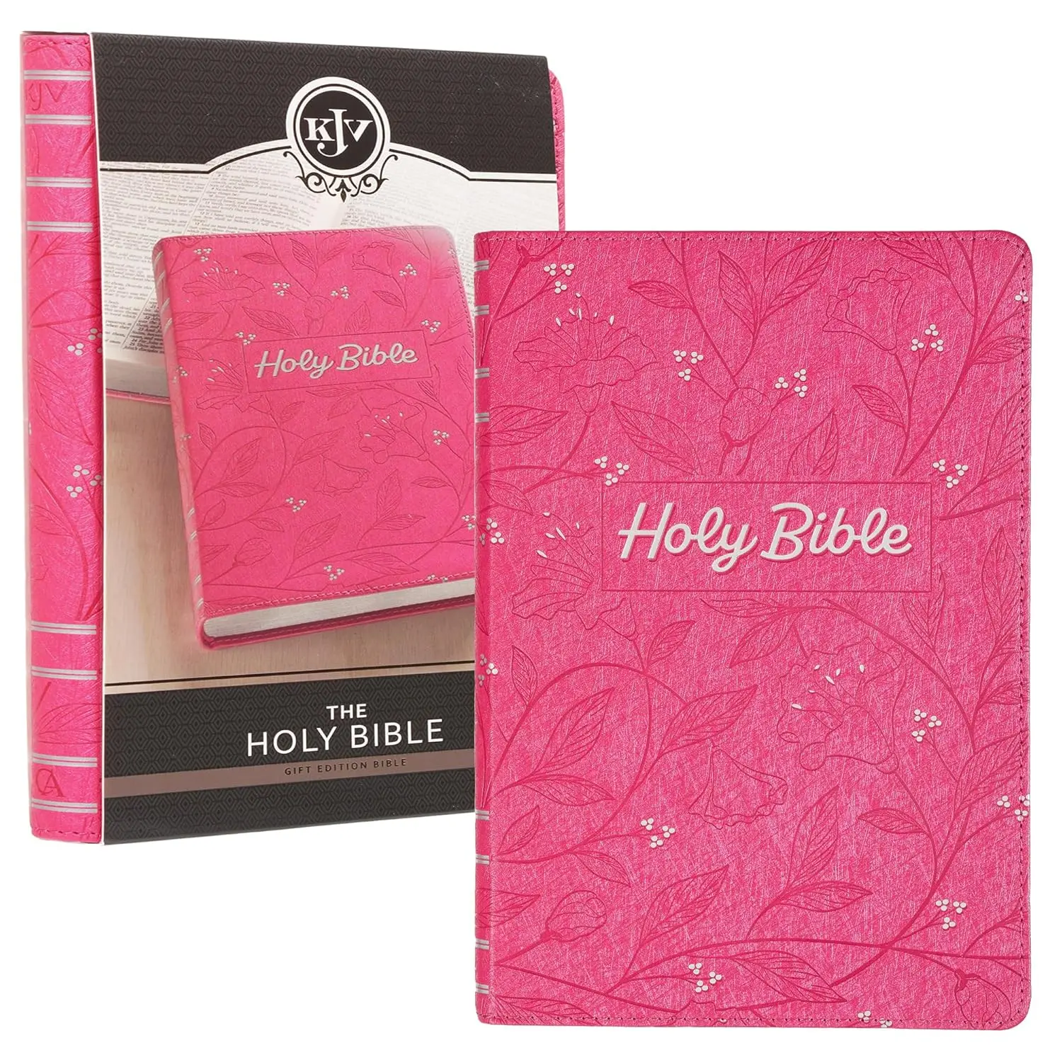 Holy Bible, Gift Edition King James Version, Faux Leather Flexible Cover, Pearlized Cherry