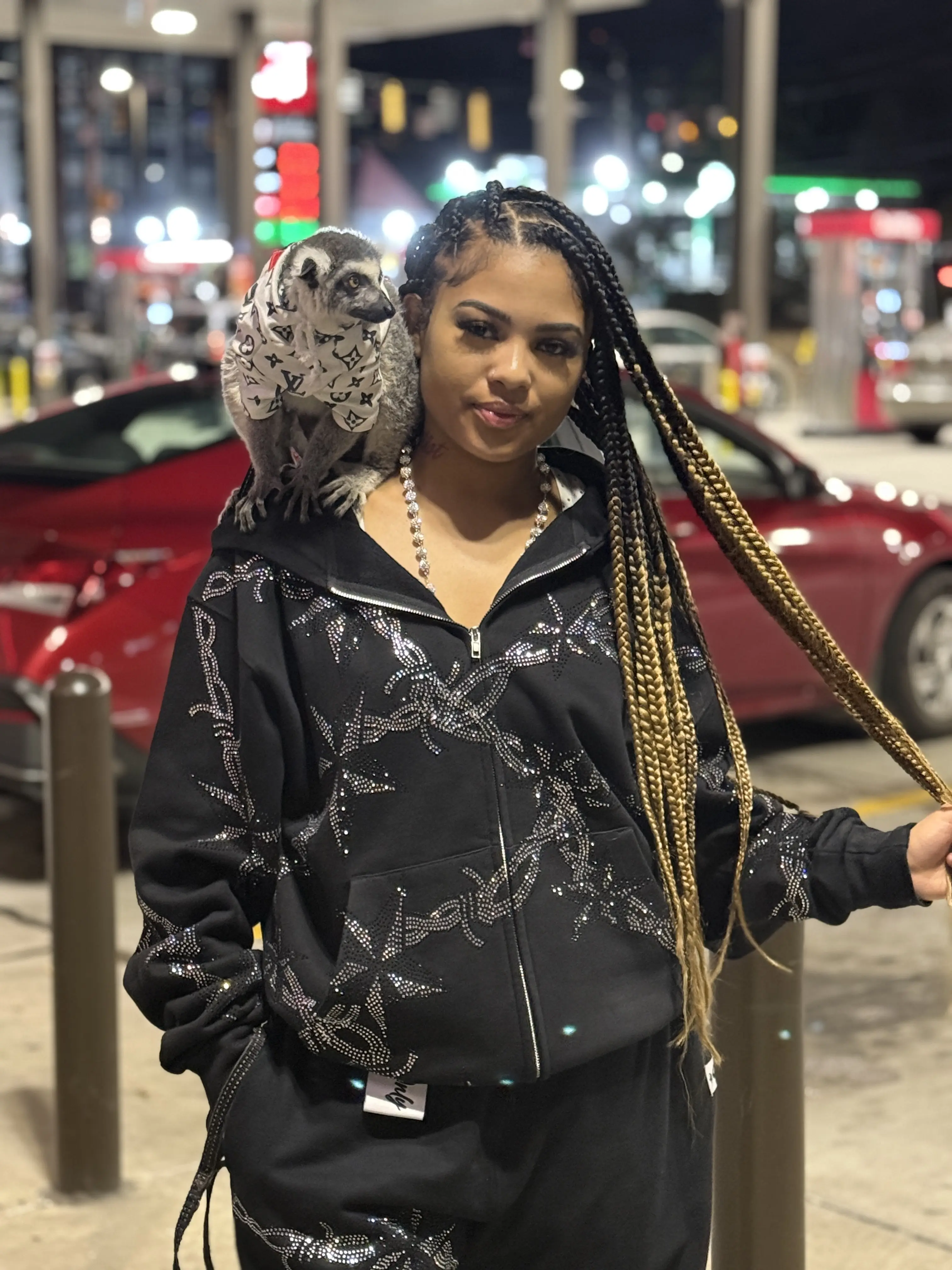 Barbed Wire Rhinestone Zip-Up Hoodie – Heavyweight 400 GSM