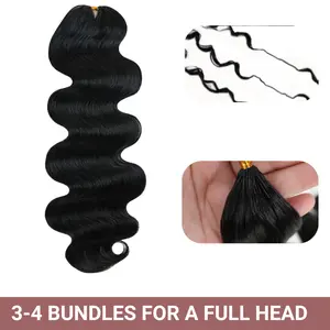 【22” Lowest Price】LWIGS 58-62 Strands/Bundle Mix Color Body Wave #1 Crochet Human Hair - Pre-Separated Knotless Boho Braids for Women (4-5 Packs Full Head) - No-Tangle Long Lasting Bohemian Hair Extensions