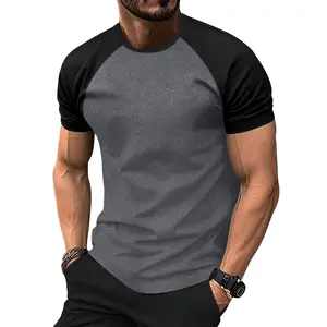 Men’s lightweight summer colorblock raglan short-sleeve T-shirt — stylish for everyday wear, casual outings, vacations, sports, and travel; a great gift for boyfriends and husbands; suitable for basketball, camping, and gym workouts. Crewneck Tropical