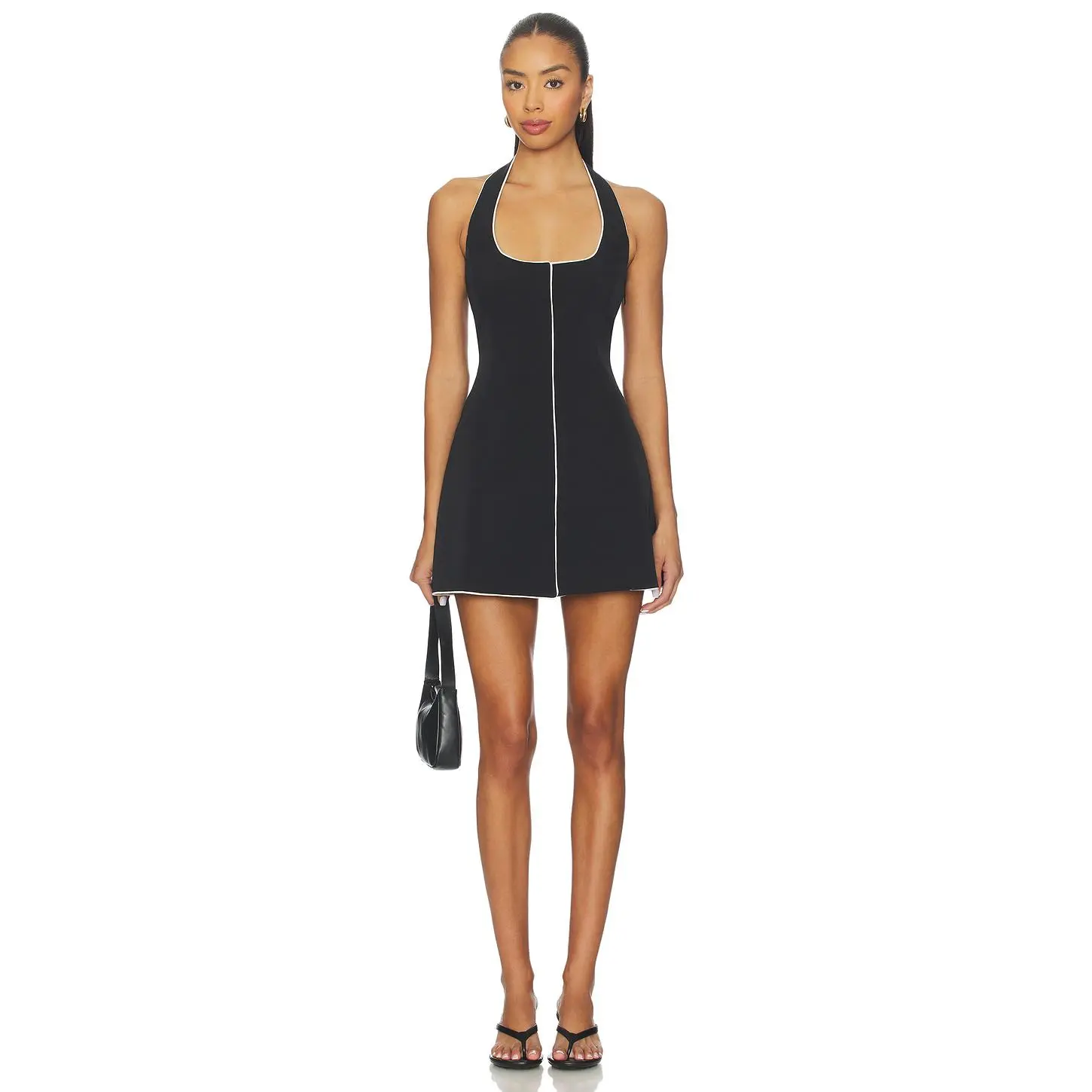 sndys black mini dress Lucy Black Strappy Mini Dress With Ruffle Trim – Club L London main image 0