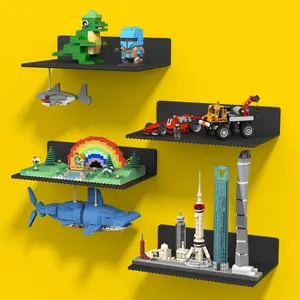 BlissBox Rectangular Black Wall-Mounted Bricks Display Shelf, 11.3 x 6.3 Inches, Double-Sided Design with 36 x 20 Bumps on Each Side – Perfect for Toy Blocks Storage, Display, or Room Decor, Durable ABS Material