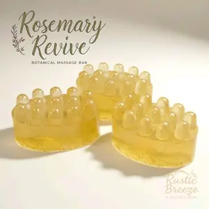 Rustic Breeze Rosemary Revive Massage Bar Jojoba-Based Soap with Essential Oils for Sensitive Skin Relief Handcrafted in Small Batches No Colorants