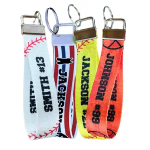 Personalized Sport Nylon Key Fob - Custom Wristlet Keychain - Baseball, Softball, Wrestling, Basketball, Softball