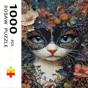 1000 Piece Cat Theme Jigsaw Puzzle, Large Adult Family Interactive Toy, DIY Home Decor Brain Challenge, Holiday Scene, Perfect Gift