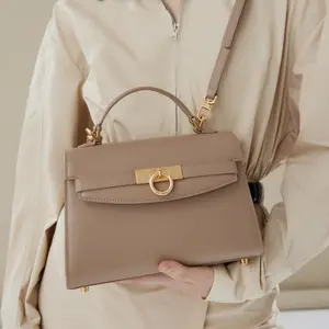 Parisa Wang Women's Grace Handbag Commuting Cowhide High-End Cross-Border Shoulder Crossbody Bag with Gold Hardware women