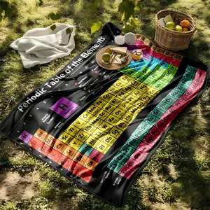 1 piece Periodic Table of Elements and Classification Overview themed flannel blanket - Modern-style flannel blanket, suitable for sofas and beds, all-season use, super soft and comfortable, digital printing, 100% polyester material, machine