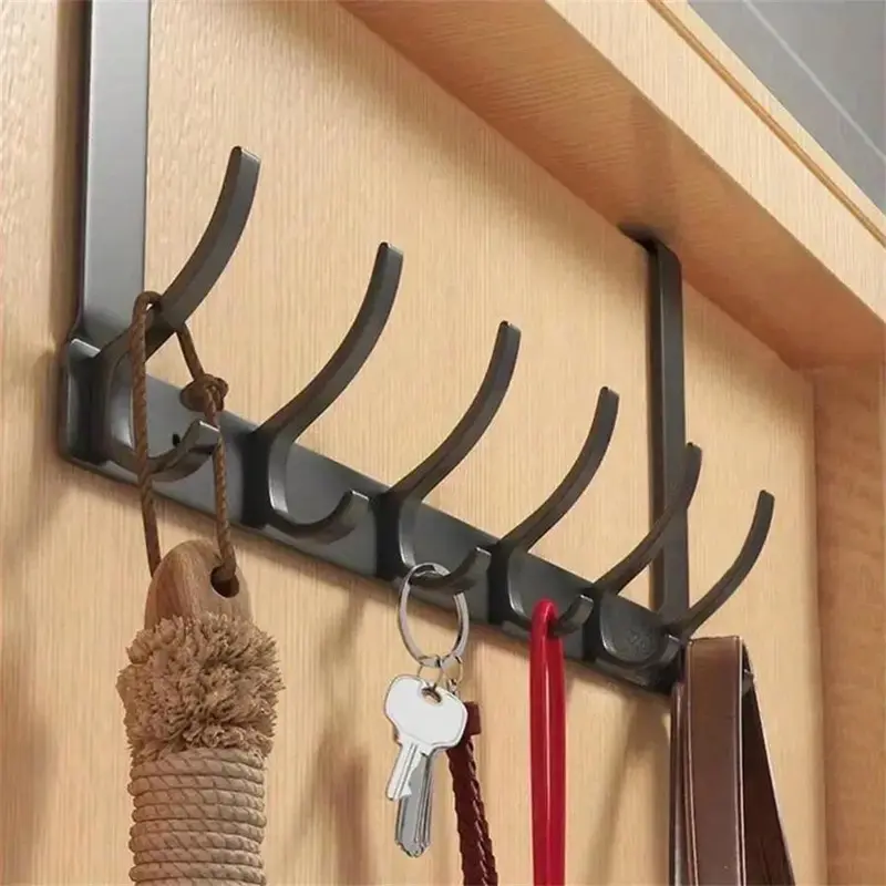 Over-the-Door Hook, 1 Count 6 Hooks Space-Saving Coat & Hat Holder for Hanging Clothes, Hats & Towels, Door & Home Organizers, Back of Door Hooks