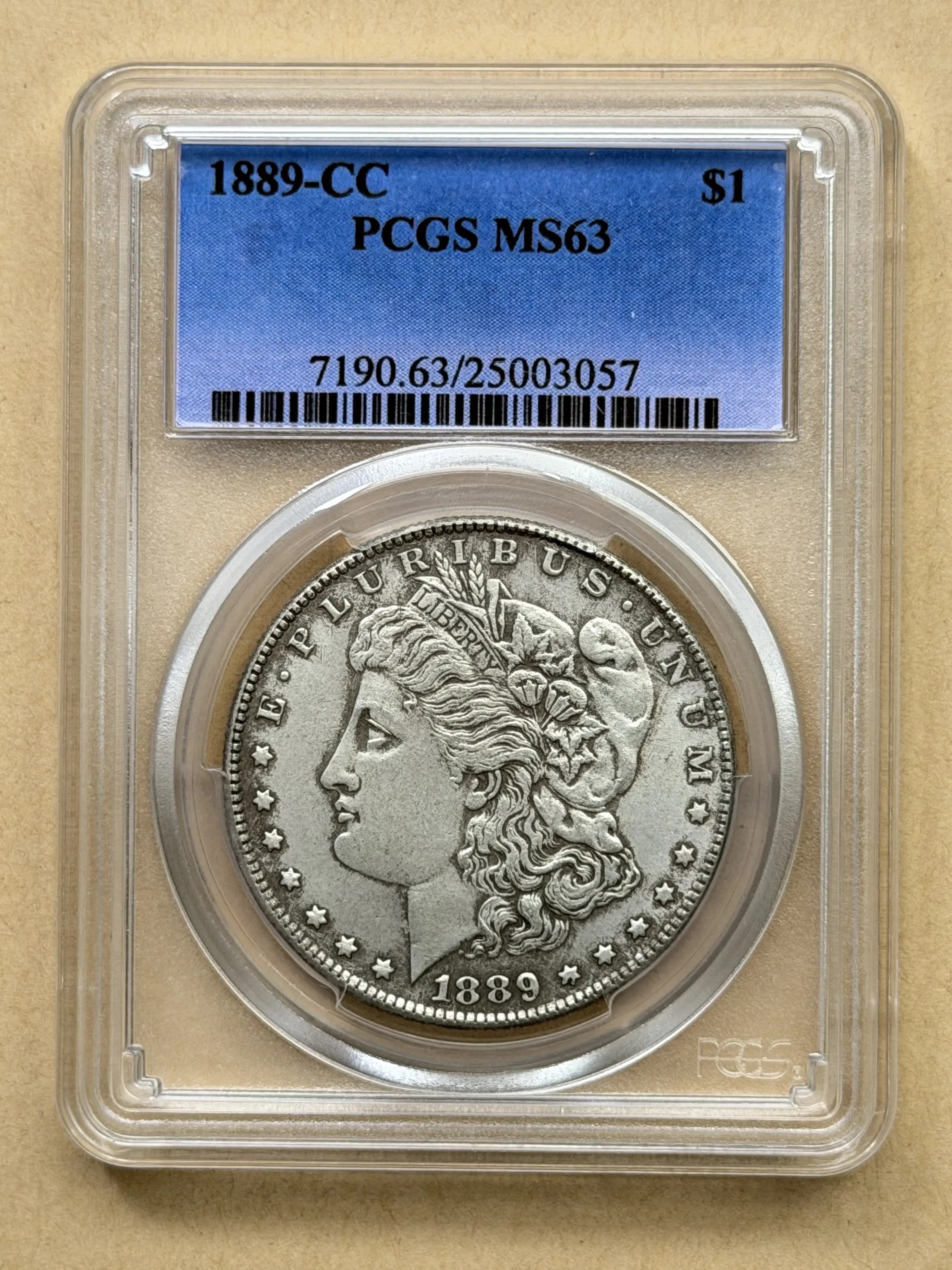 Antique 1889-CC Carson City Morgan Silver ArtifactWith Authentic Protective Display Shell