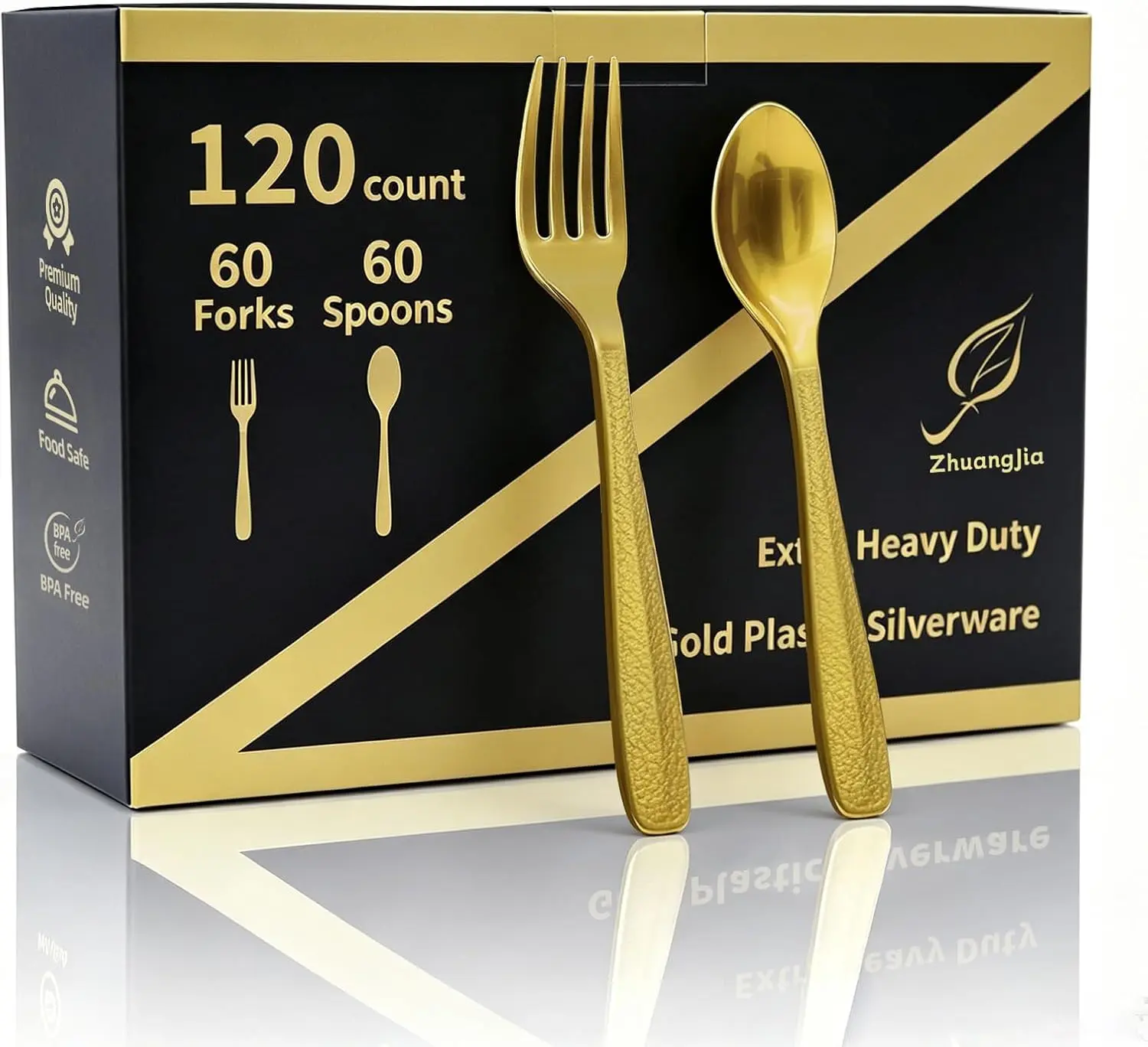 120 Count Heavy Duty Disposable Gold Plastic Silverware Set