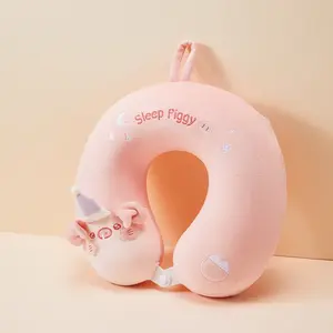 [Fashion New Product] Miniso Cloud Pig Sweet Dream Memory Foam U-Shaped Pillow Neck Pillow Travel Portable Prone Pillow U-Shaped Cushion