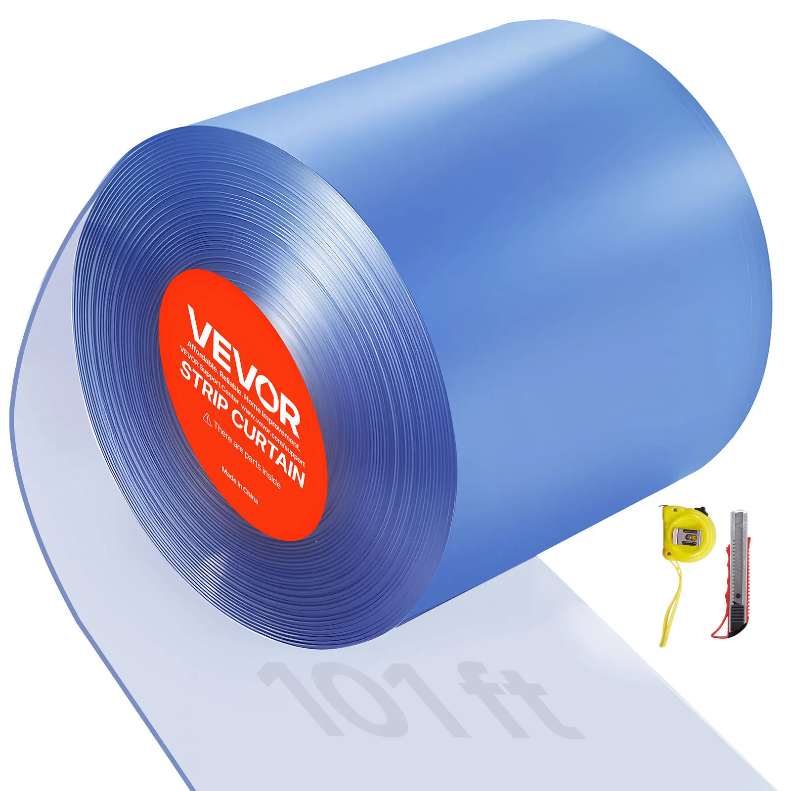 【DealsForYouDays】VEVOR Clear PVC Strip Curtain,101 ft Length x 12 in WidthThermal Insulating Plastic Door Strip Bulk RollWalk in Freezer Cooler Curtain Strips for Doorways of SupermarketGarageWarehouse