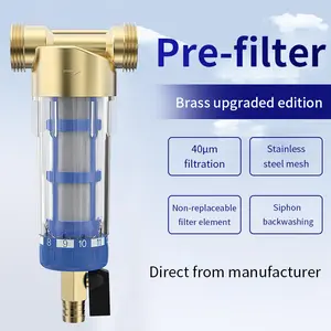 40 Micron Spin Down Sediment Filter,Reusable Sediment Water Filter,Washing Machine Water Filter,Whole House Pre-Filtration System for City Water & Well Water,25GPM,1" MNPT+3/4" FNPT+3/4" MNPT