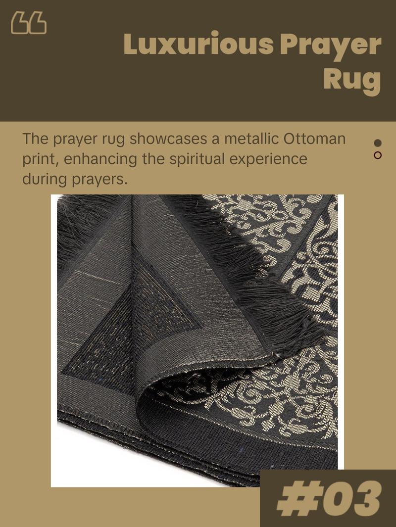 Kaba Cylinder Gift Box Set with Prayer Mat & Prayer Beads - Black