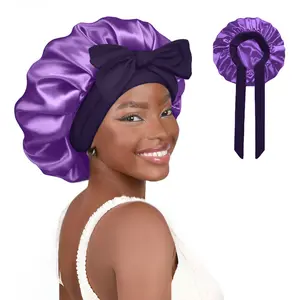 Satin Bonnet Silk Bonnet for Sleeping Double Layer Satin Lined Hair Bonnet with Adjustable Silk Bonnet with Elastic Tie Band for Women, Hair Care Wrap, Hair Wraps